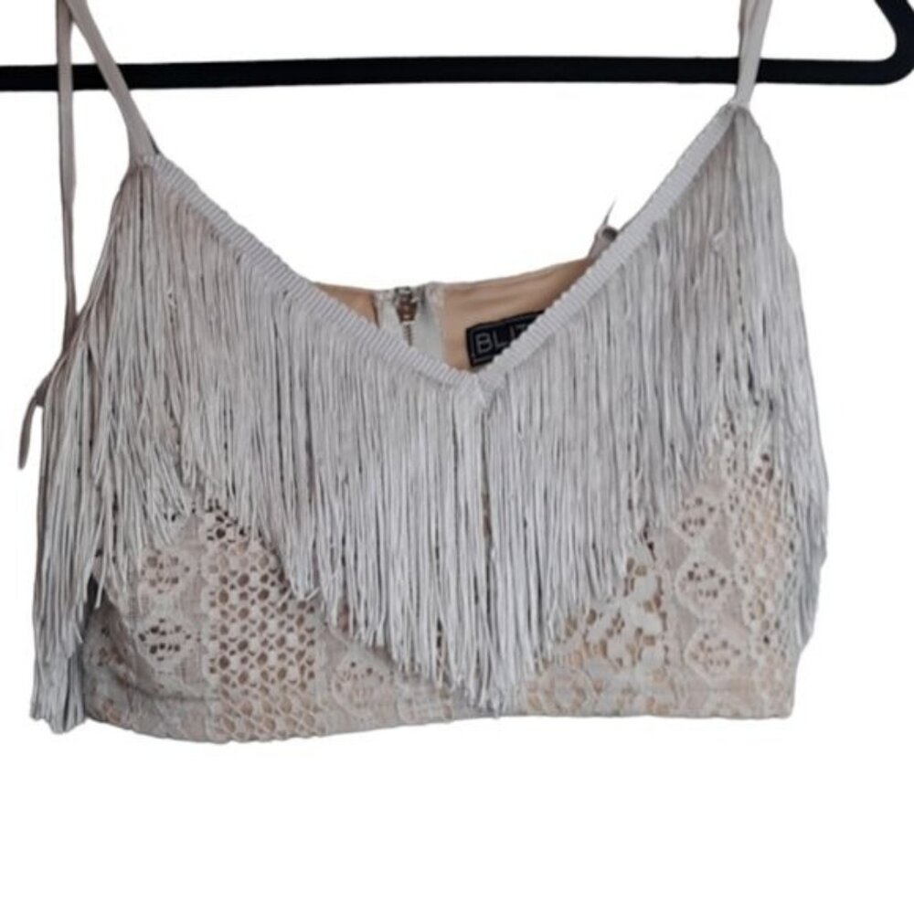 Blithe Los Angeles BZ8107 2 Piece Set Halter Top with Skirt with White Tassels - Picture 2 of 9